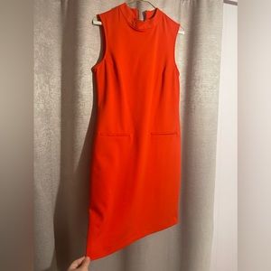 Sharagano 8 bright orange statement dress sleeveless zipper